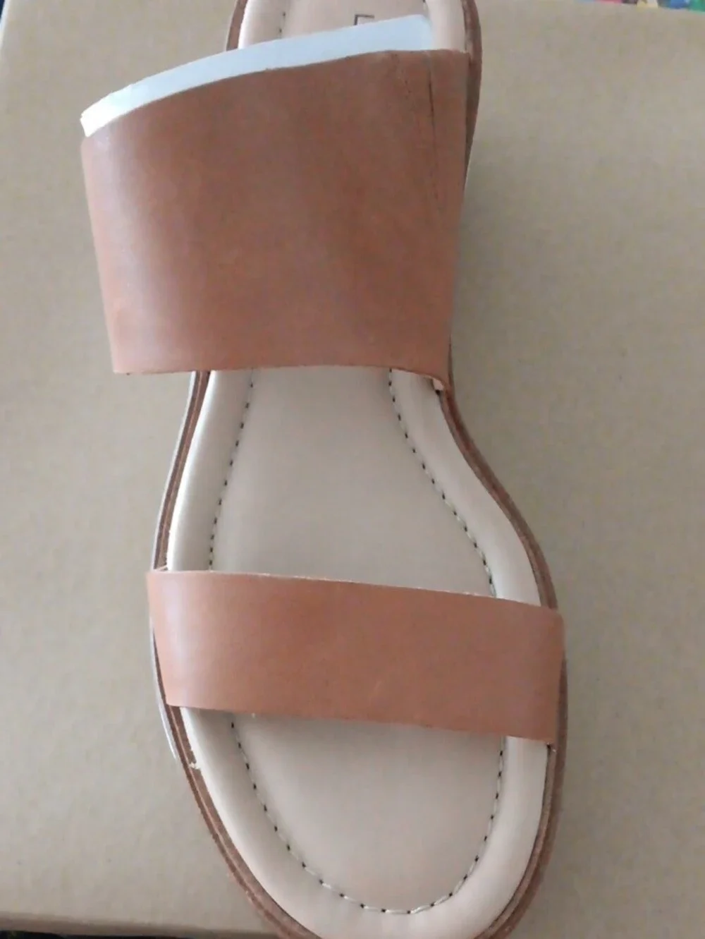 Lucky Brand Tan Leather Espadrille Platform Sandals